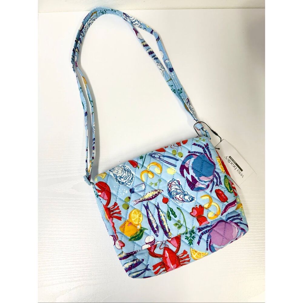 NWT Vera Bradley Small Flap Hipster Seafood Boil Print Purse Crossbody